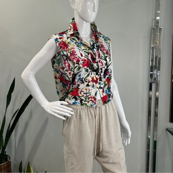 OYSHO Linen Blend Baggy Rise Pull On Pant - Picture 8 of 11